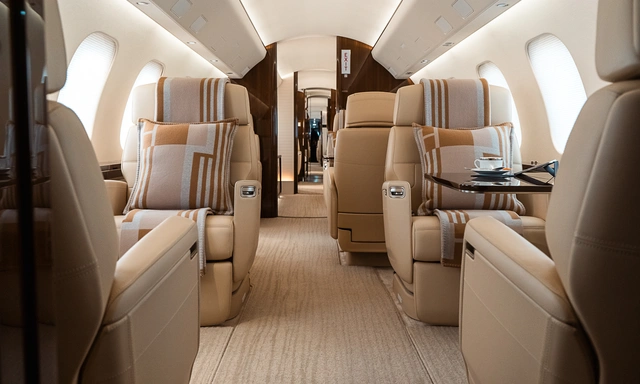 Private jet cabin interior